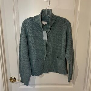 Lou & Grey Teal Cable Knit Cardigan